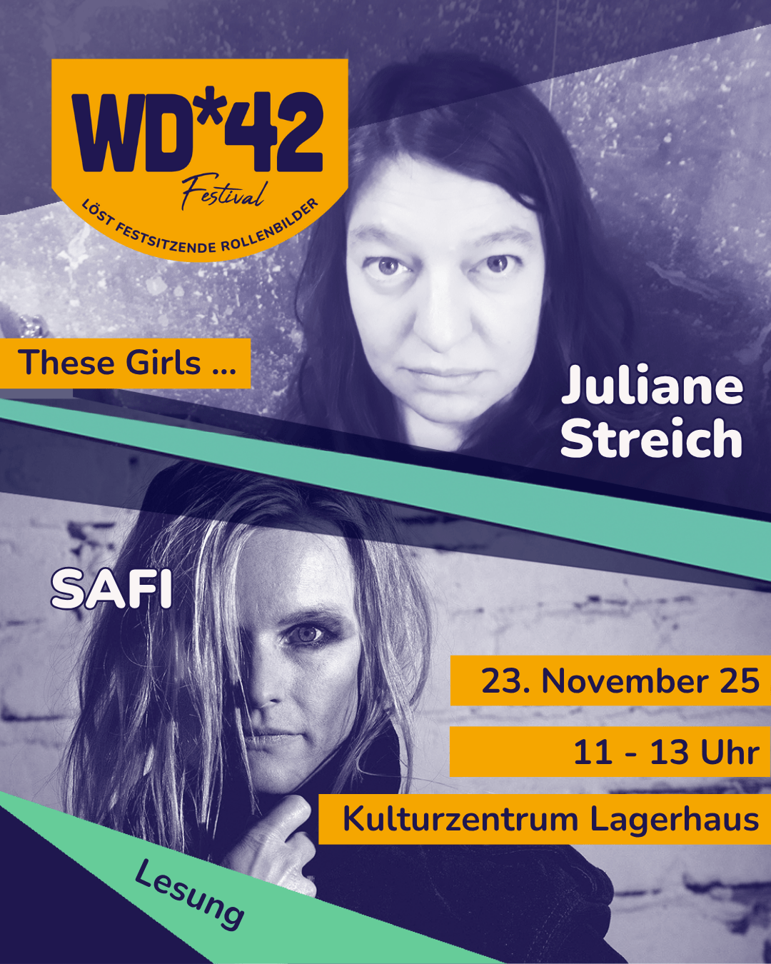 Ankündigung der Lesung "These Girls" mit SAFI uns Juliane Streich